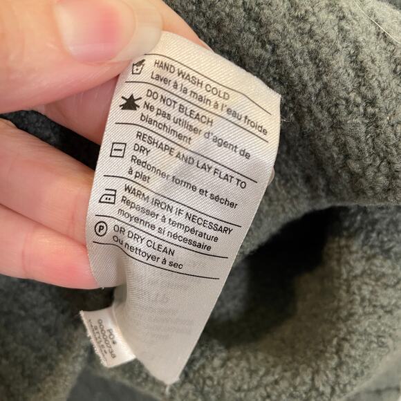 Vince Mock Neck Wool Sweater Boxy Green Minimalist Chunky Textured XS - Picture 4 of 5